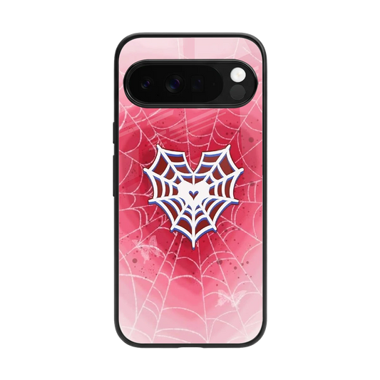 Y2K Hearts X Web back phone cover | glass case for google pixel 10 pro xl