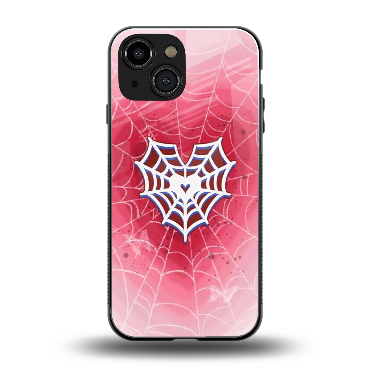 Y2K Hearts X Web back phone cover | glass case for iphone 13 mini