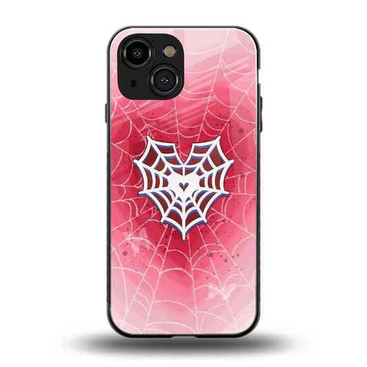Y2K Hearts X Web back phone cover | glass case for iphone 13 mini