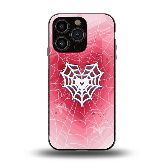 Y2K Hearts X Web back phone cover | glass case for iphone 13 pro