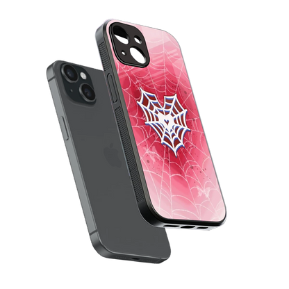 Y2K Hearts X Web sleek iphone 13 cover with tempered glass back and TPU edges