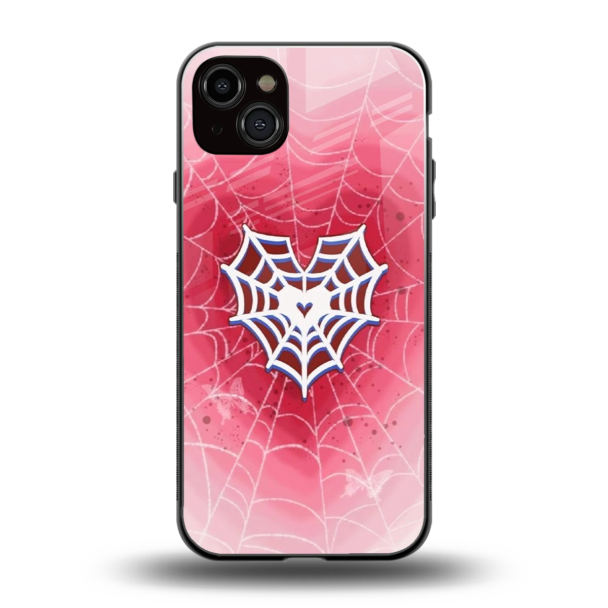 Y2K Hearts X Web back phone cover | glass case for iphone 14 plus
