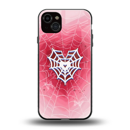 Y2K Hearts X Web back phone cover | glass case for iphone 14 plus