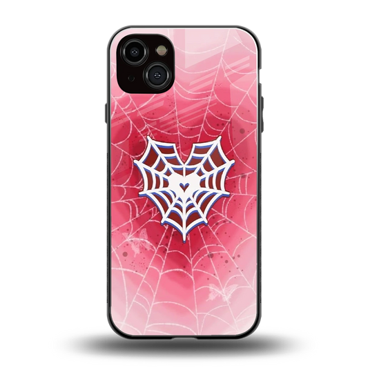 Y2K Hearts X Web back phone cover | glass case for iphone 14 plus
