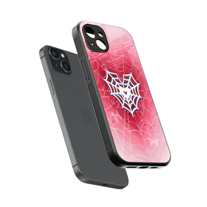 Y2K Hearts X Web sleek iphone 14 plus cover with tempered glass back and TPU edges