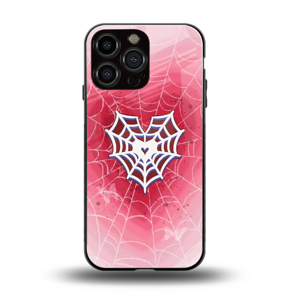 Y2K Hearts X Web back phone cover | glass case for iphone 15 pro max