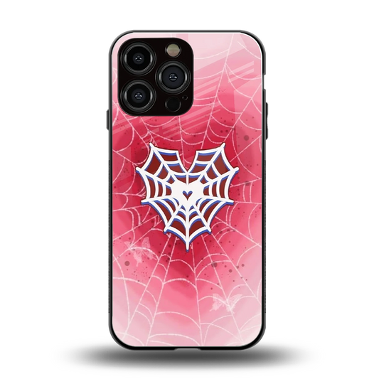 Y2K Hearts X Web back phone cover | glass case for iphone 15 pro max
