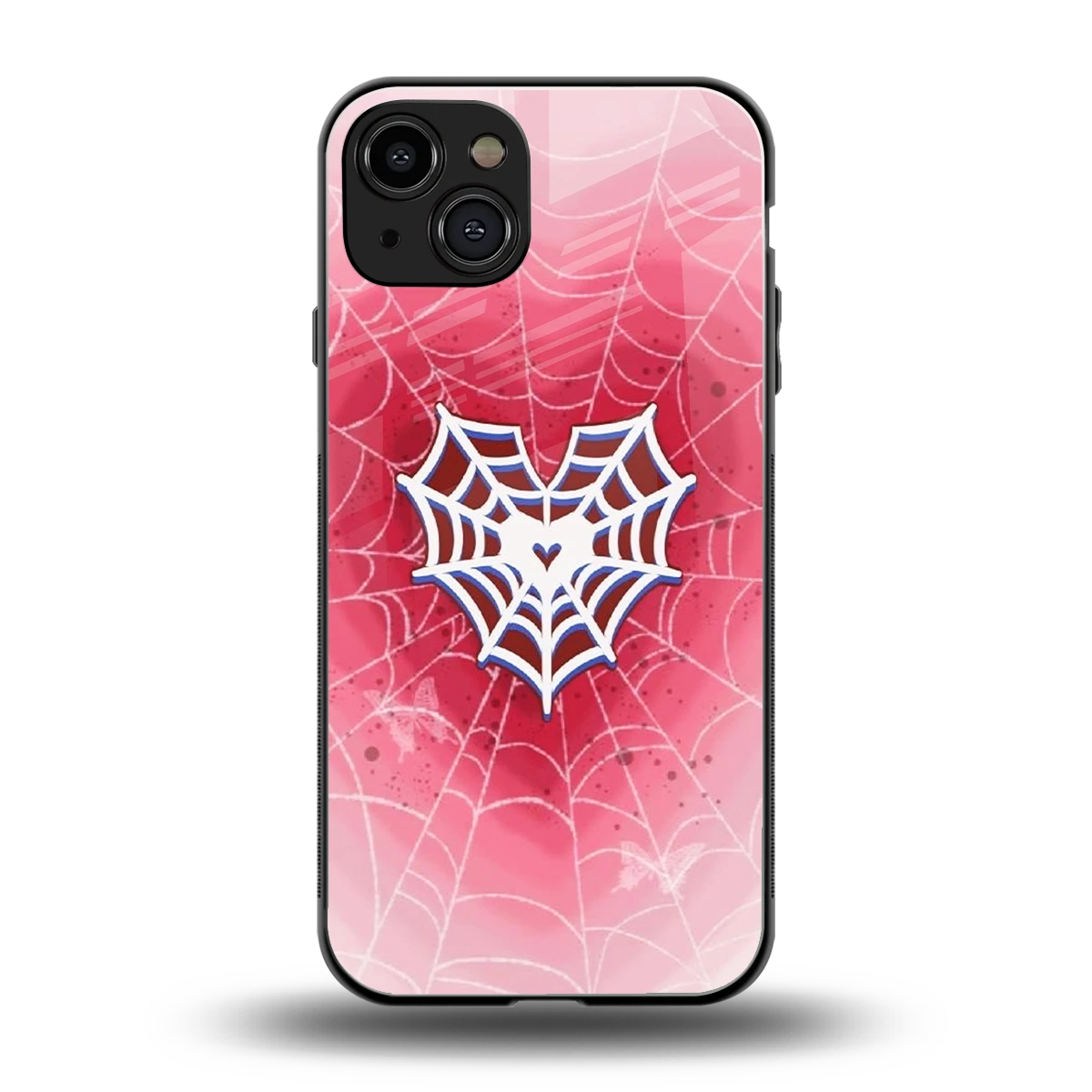 Y2K Hearts X Web back phone cover | glass case for iphone 15