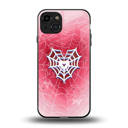 Y2K Hearts X Web back phone cover | glass case for iphone 15