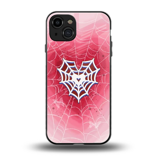 Y2K Hearts X Web back phone cover | glass case for iphone 15