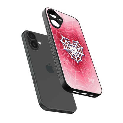 Y2K Hearts X Web sleek iphone 16 plus cover with tempered glass back and TPU edges