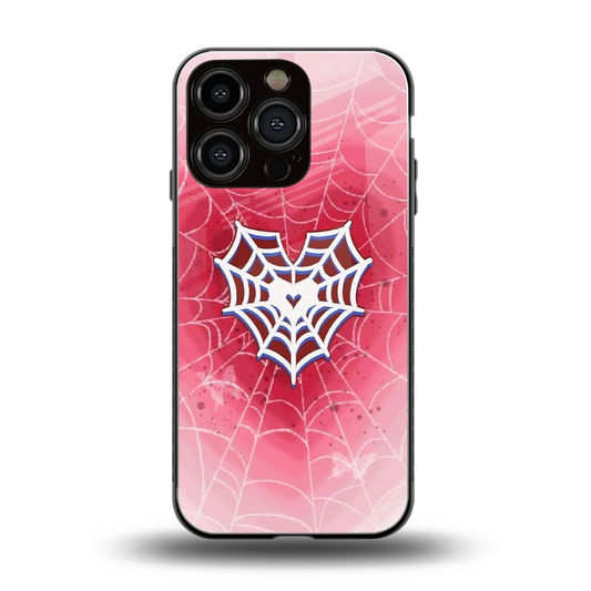 Y2K Hearts X Web back phone cover | glass case for iphone 16 pro