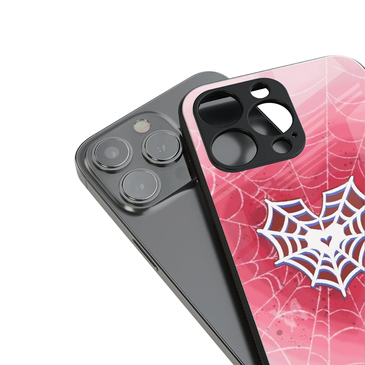 Y2K Hearts X Web stylish phone case for iPhone 16 | glossy glass and slim fit