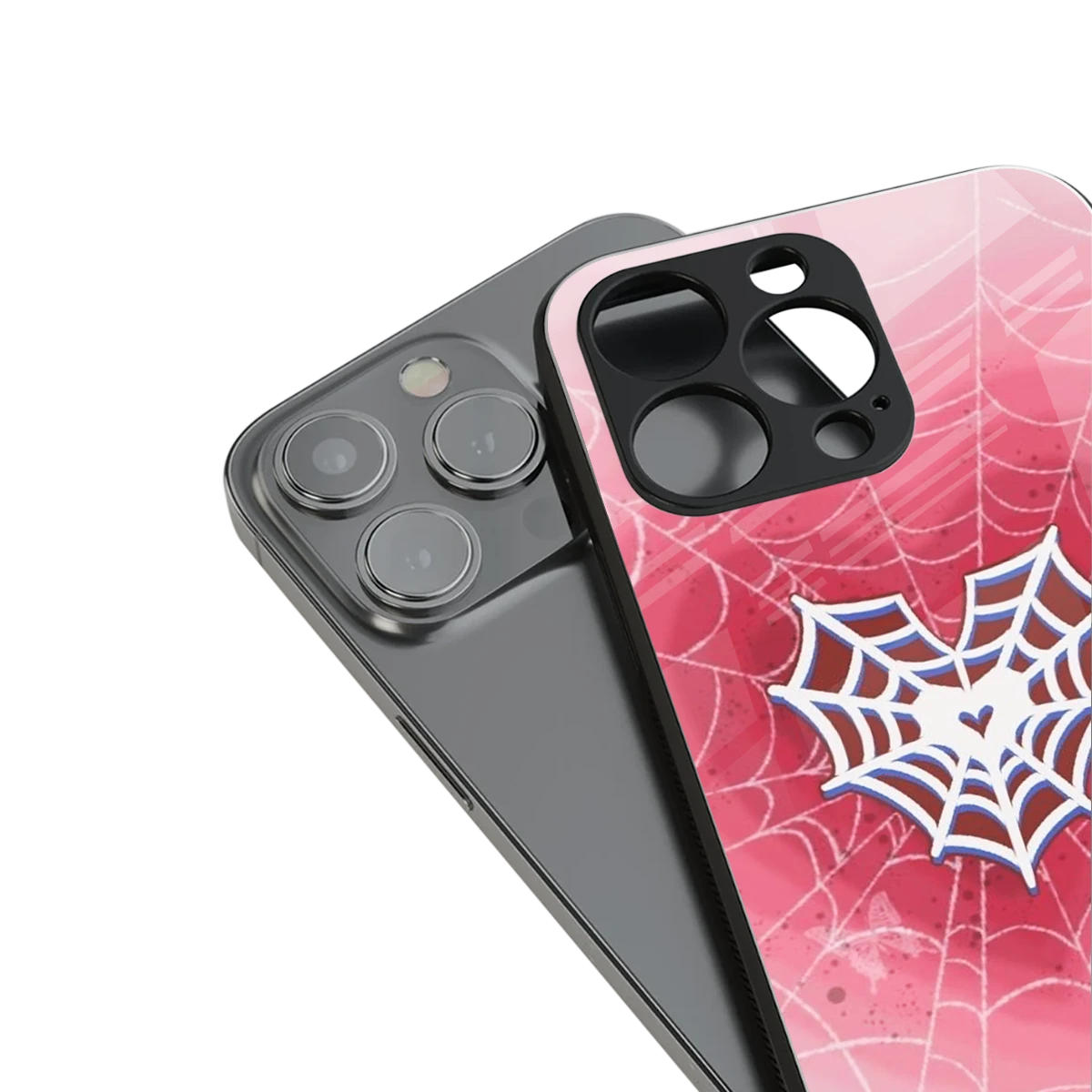 Y2K Hearts X Web stylish phone case for iPhone 16 | glossy glass and slim fit