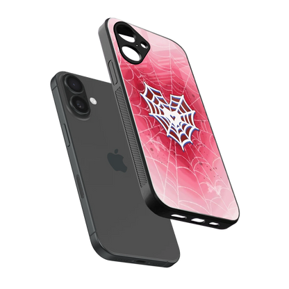 Y2K Hearts X Web sleek iPhone 16 cover with tempered glass back and TPU edges