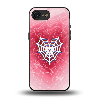 Y2K Hearts X Web back phone cover | glass case for iphone 16e