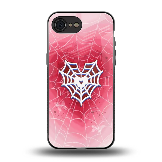 Y2K Hearts X Web back phone cover | glass case for iphone 16e