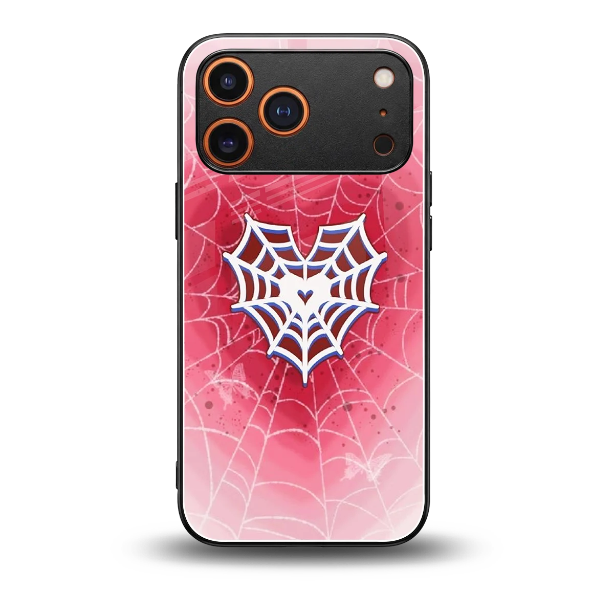 Y2K Hearts X Web back phone cover | glass case for iphone 17 pro max