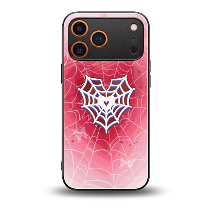 Y2K Hearts X Web back phone cover | glass case for iphone 17 pro max