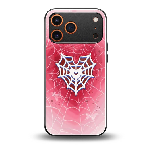 Y2K Hearts X Web back phone cover | glass case for iphone 17 pro max