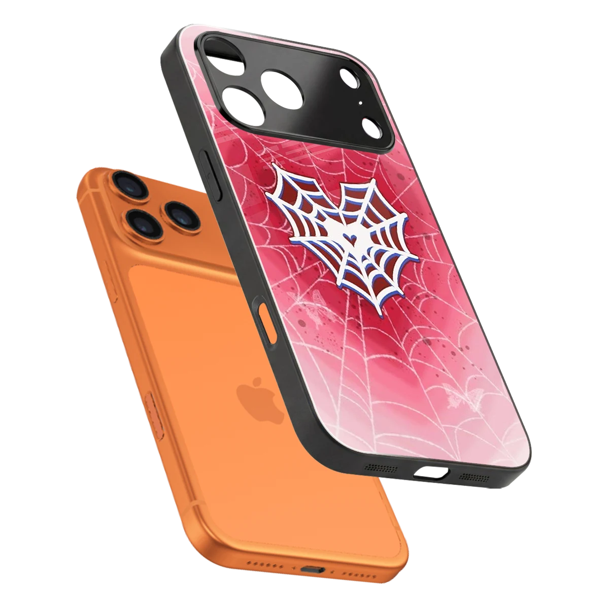 Y2K Hearts X Web sleek iphone 17 pro max cover with tempered glass back and TPU edges