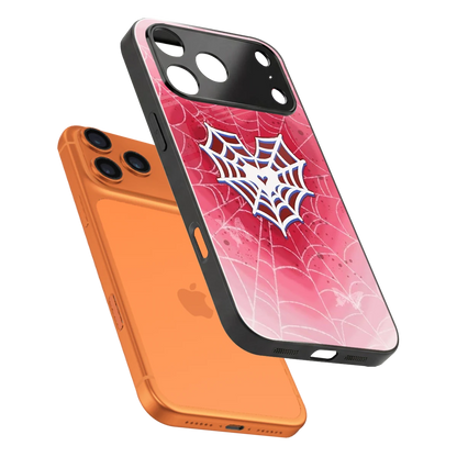 Y2K Hearts X Web sleek iphone 17 pro max cover with tempered glass back and TPU edges