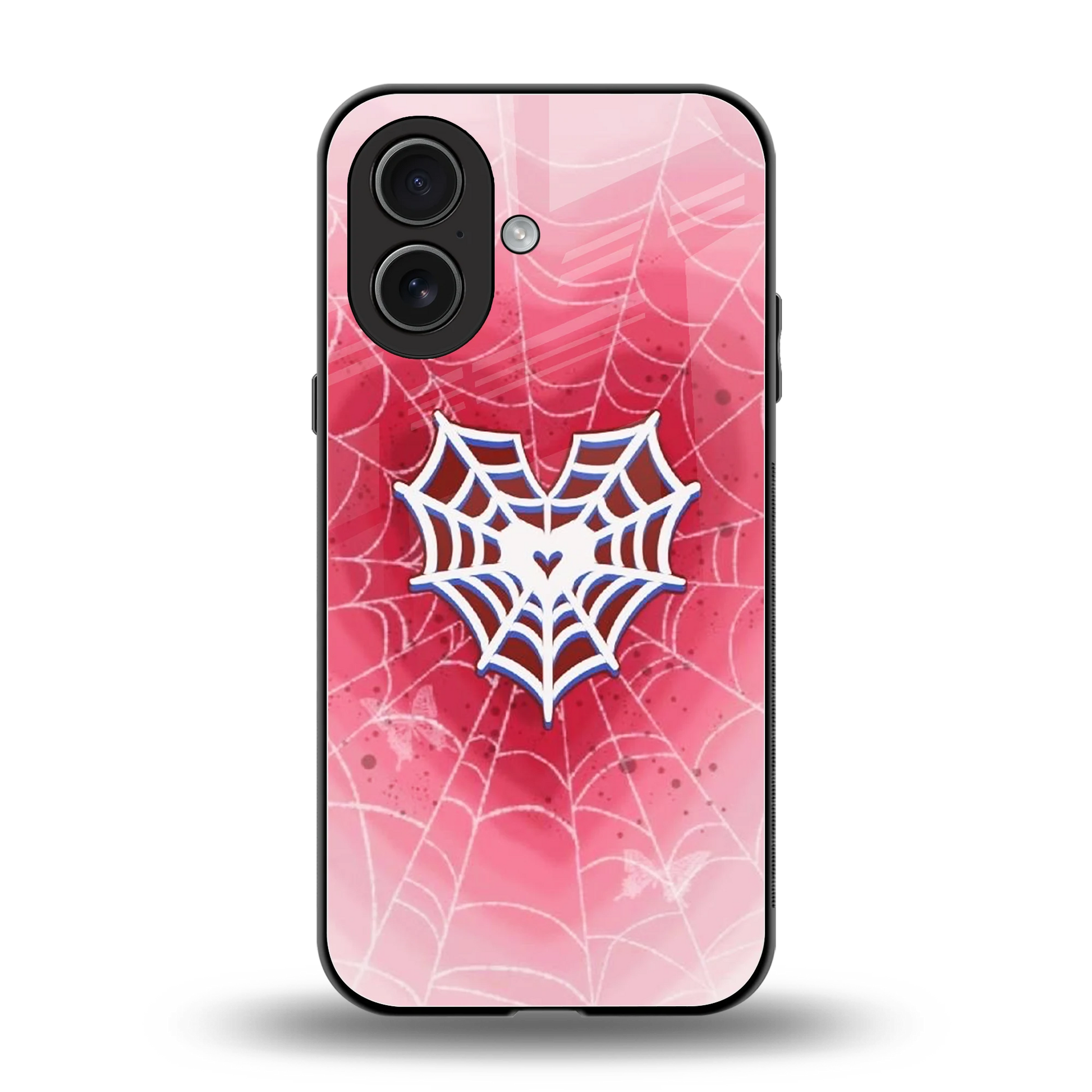 Y2K Hearts X Web back phone cover | glass case for iphone 17