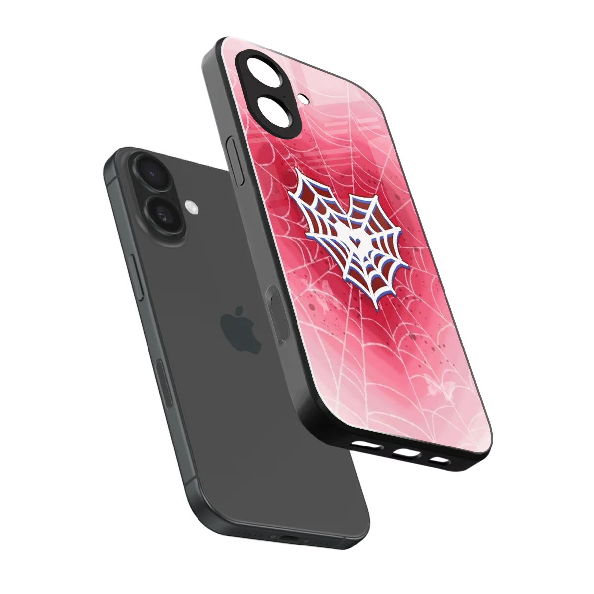 Y2K Hearts X Web sleek iphone 17 cover with tempered glass back and TPU edges