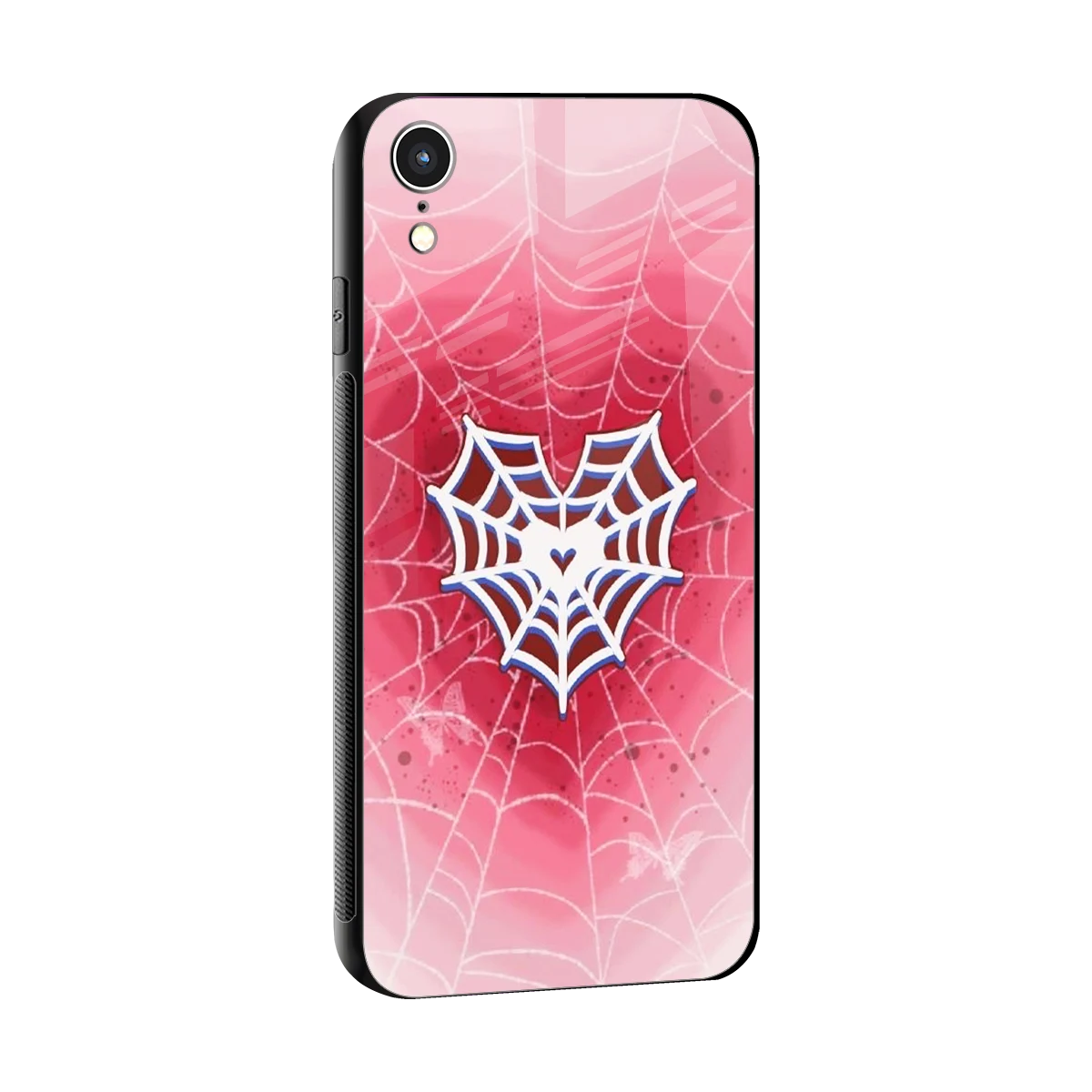 Y2K Hearts X Web sleek iphone xr cover with tempered glass back and TPU edges