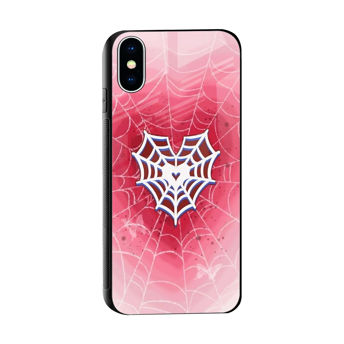 Y2K Hearts X Web sleek iphone xs cover with tempered glass back and TPU edges