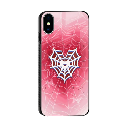 Y2K Hearts X Web sleek iphone xs cover with tempered glass back and TPU edges