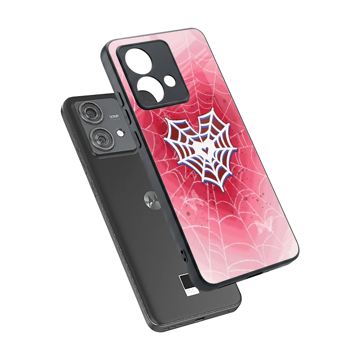 Y2K Hearts X Web sleek motorola edge 40 neo 5g cover with tempered glass back and TPU edges