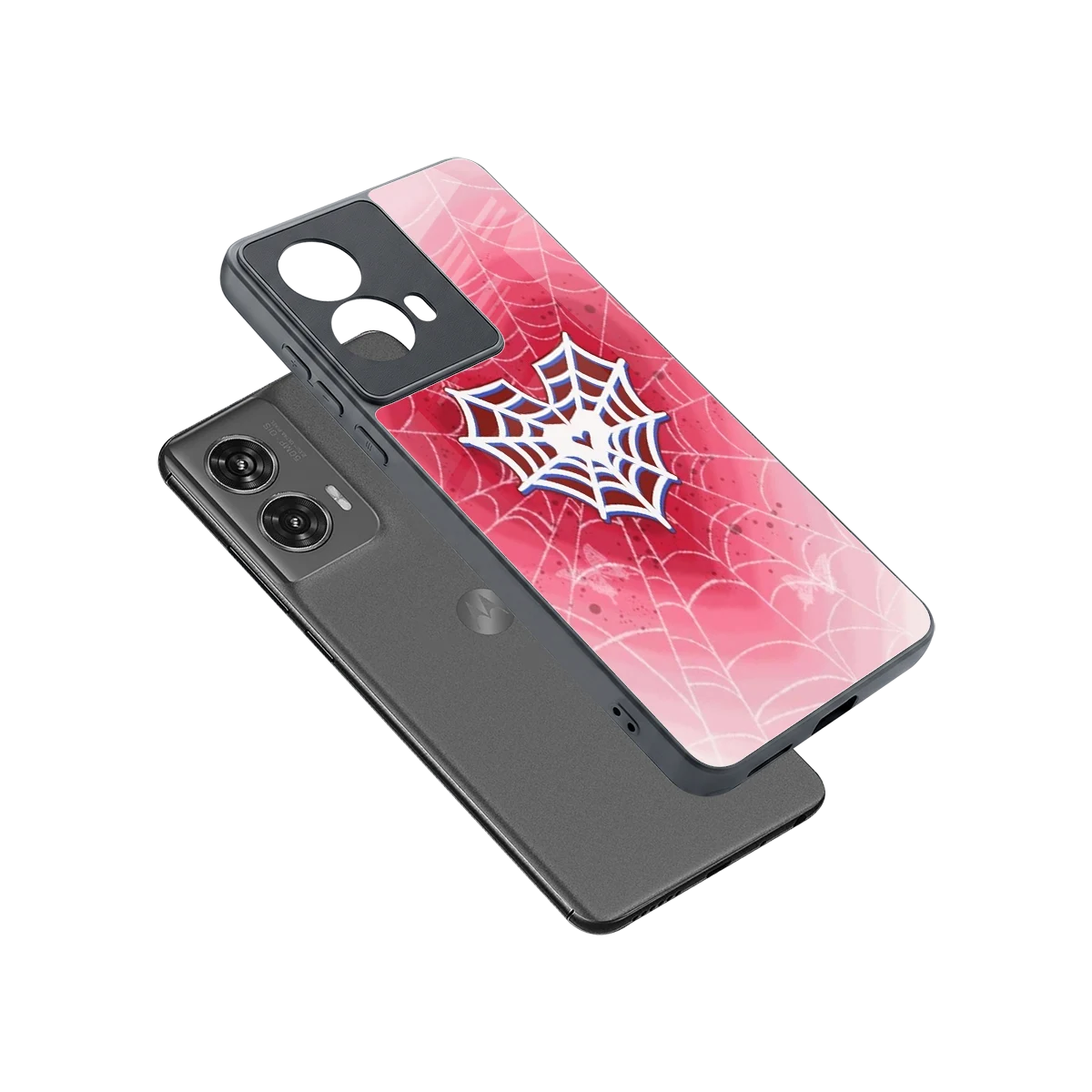 Y2K Hearts X Web sleek motorola edge 50 fusion cover with tempered glass back and TPU edges