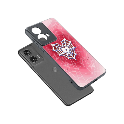 Y2K Hearts X Web sleek motorola edge 50 fusion cover with tempered glass back and TPU edges