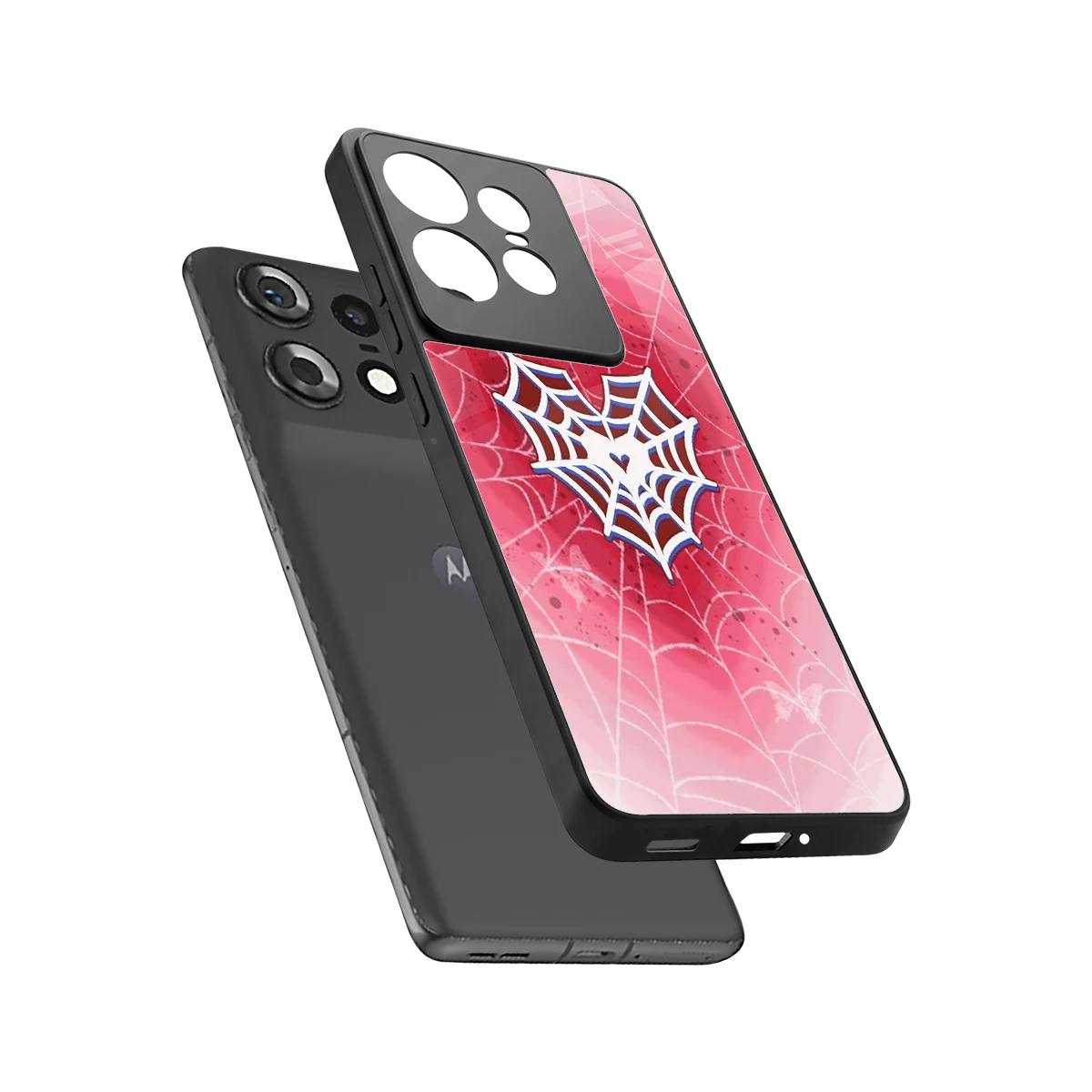 Y2K Hearts X Web sleek motorola edge 50 pro cover with tempered glass back and TPU edges