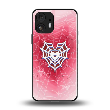 Y2K Hearts X Web back phone cover | glass case for nothing phone 2