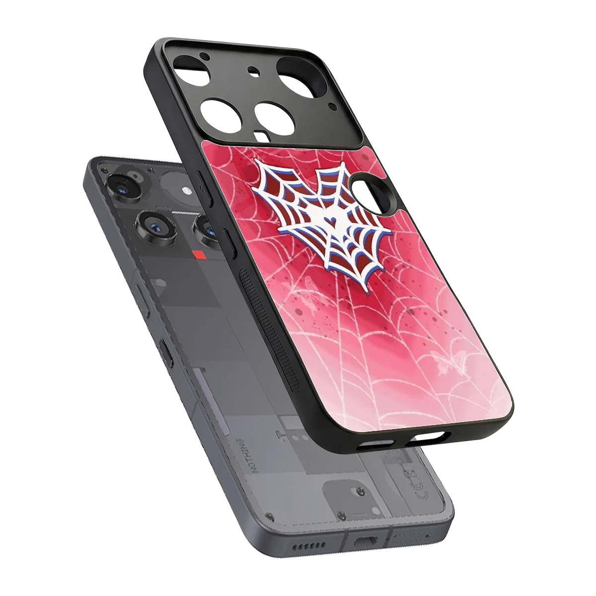 Y2K Hearts X Web sleek nothing phone 3 cover with tempered glass back and TPU edges