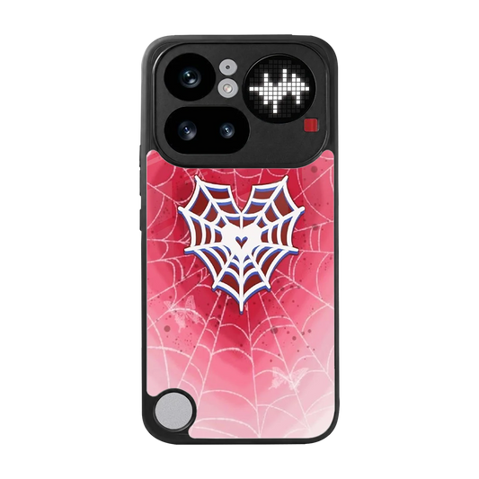 Y2K Hearts X Web back phone cover | glass case for nothing phone 4a pro