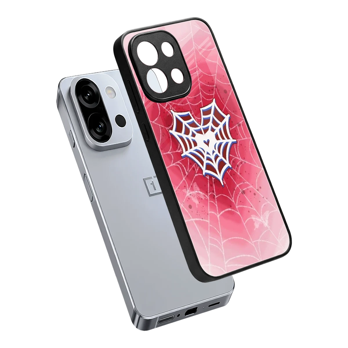 Y2K Hearts X Web sleek oneplus 13s cover with tempered glass back and TPU edges