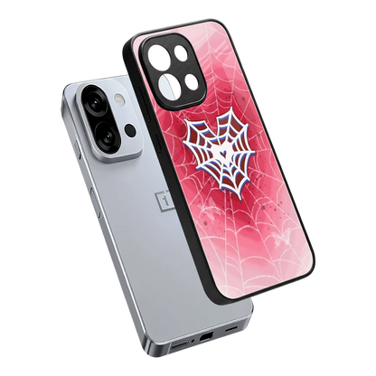 Y2K Hearts X Web sleek oneplus 13s cover with tempered glass back and TPU edges