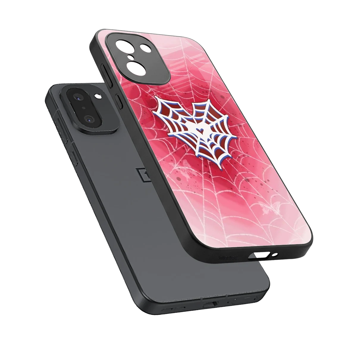 Y2K Hearts X Web sleek oneplus 15r cover with tempered glass back and TPU edges