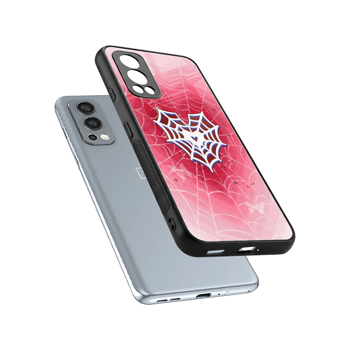 Y2K Hearts X Web sleek oneplus nord 2 cover with tempered glass back and TPU edges