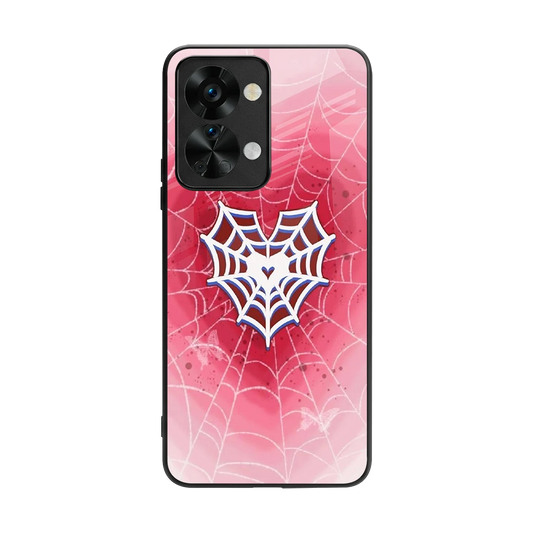 Y2K Hearts X Web back phone cover | glass case for oneplus nord 2t