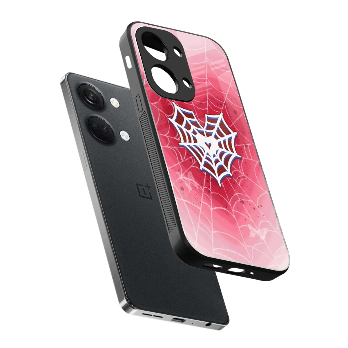 Y2K Hearts X Web sleek oneplus nord 3 cover with tempered glass back and TPU edges