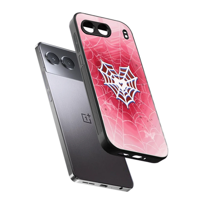 Y2K Hearts X Web sleek oneplus nord 4 cover with tempered glass back and TPU edges