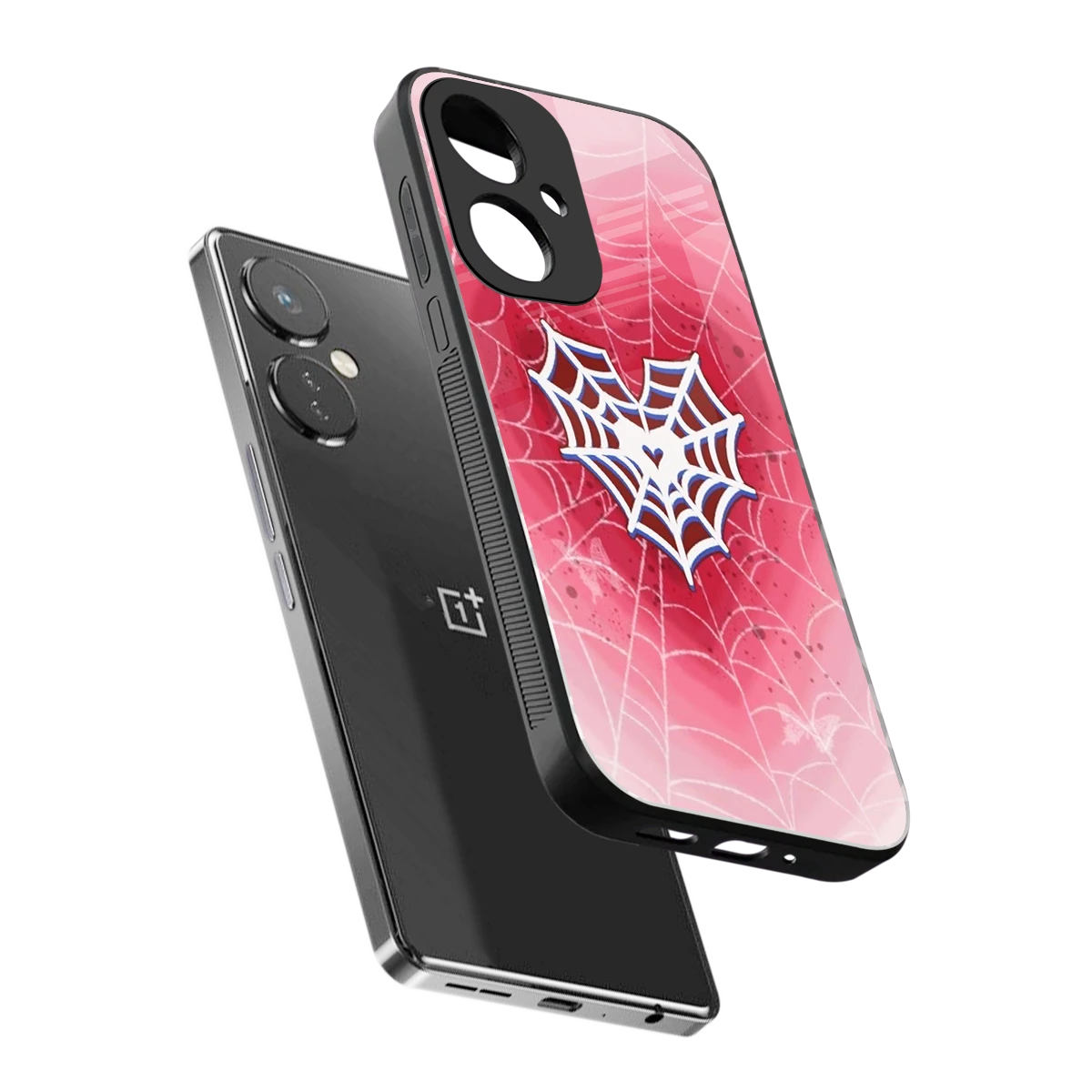 Y2K Hearts X Web sleek oneplus nord ce 3 cover with tempered glass back and TPU edges