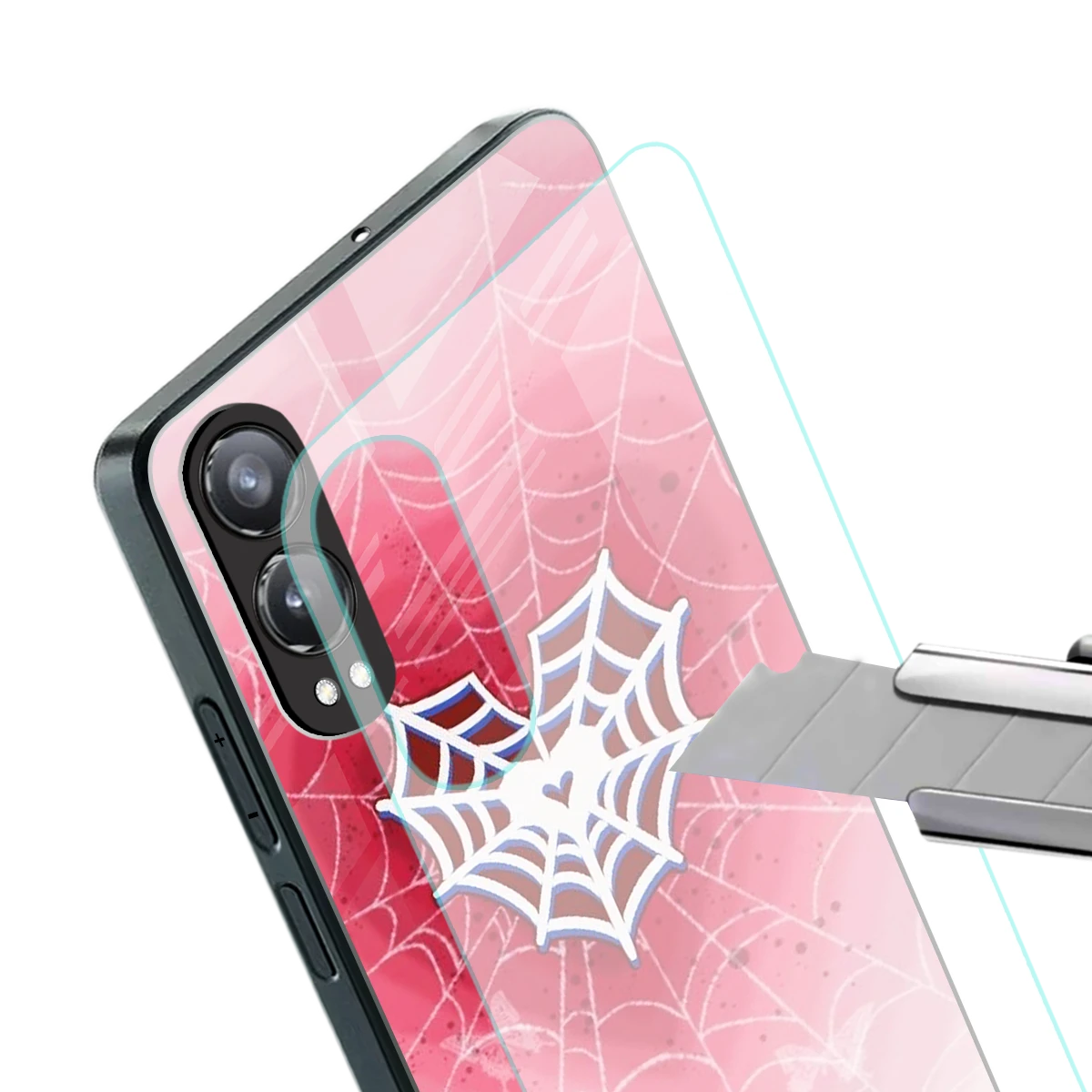 Y2K Hearts X Web stylish phone case for oneplus nord ce 4 lite | glossy glass and slim fit