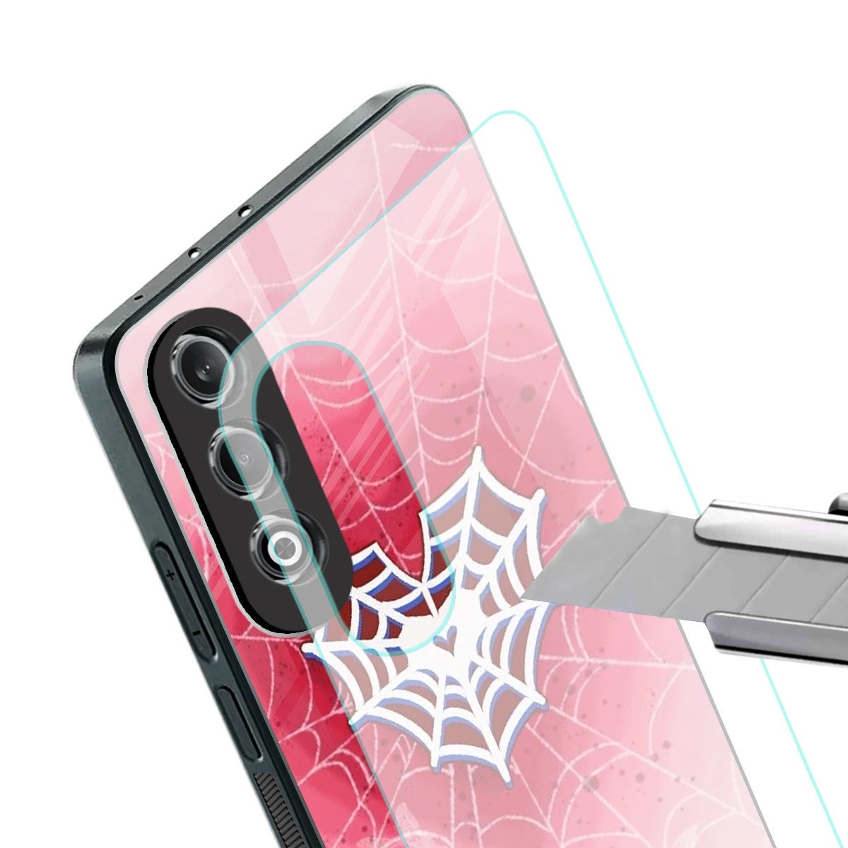 Y2K Hearts X Web stylish phone case for oneplus nord ce 4 | glossy glass and slim fit