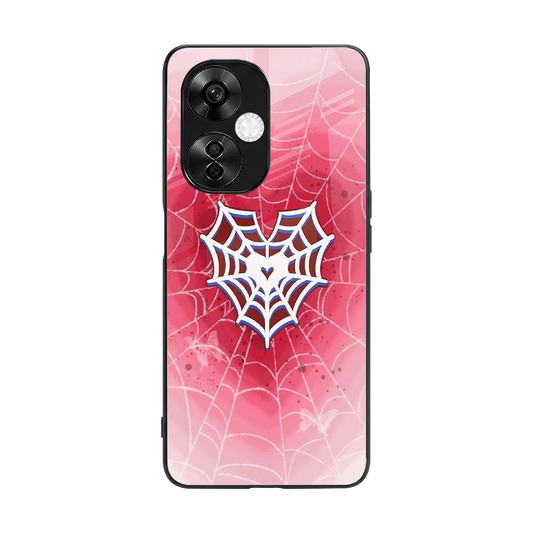 Y2K Hearts X Web back phone cover | glass case for oneplus nord ce 3 lite