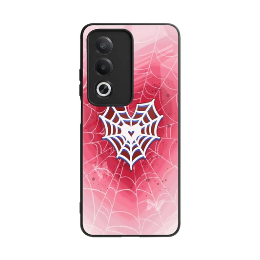 Y2K Hearts X Web back phone cover | glass case for oppo a3 pro